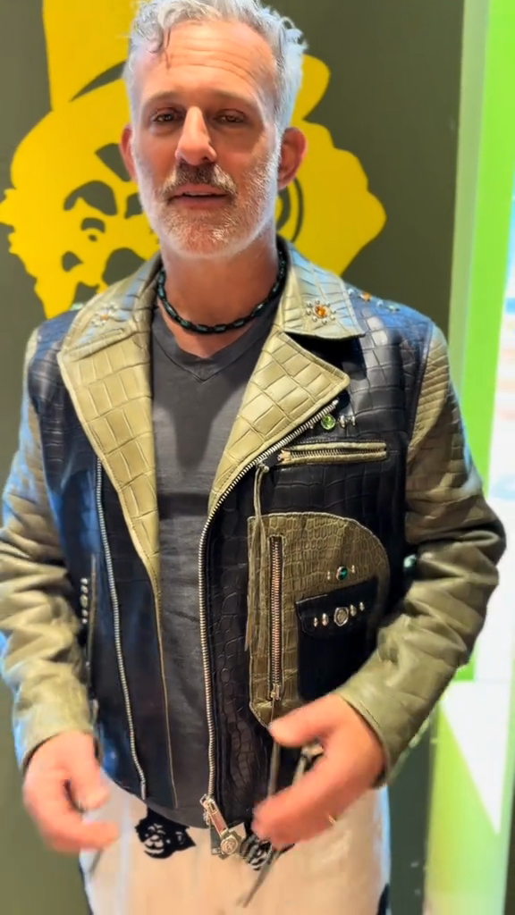 Embellished Biker - Style Leather Jacket