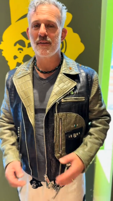 Embellished Biker - Style Leather Jacket