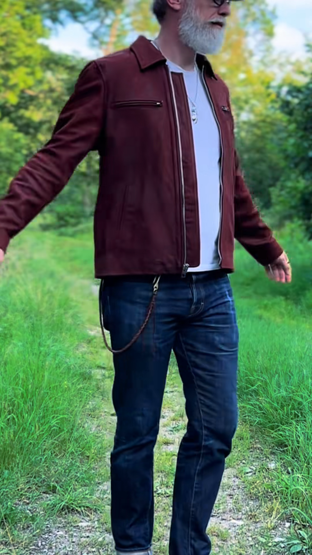 Burgundy Suede Zip - Up Jacket