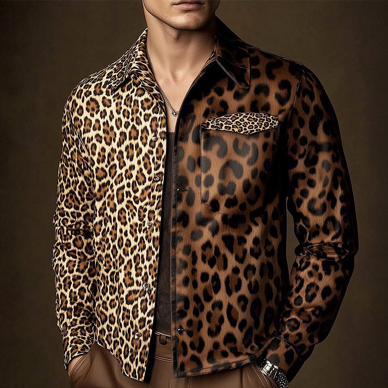 Men's Spring Fashion Leopard Print Light Leather Jacket MTA2769C5P