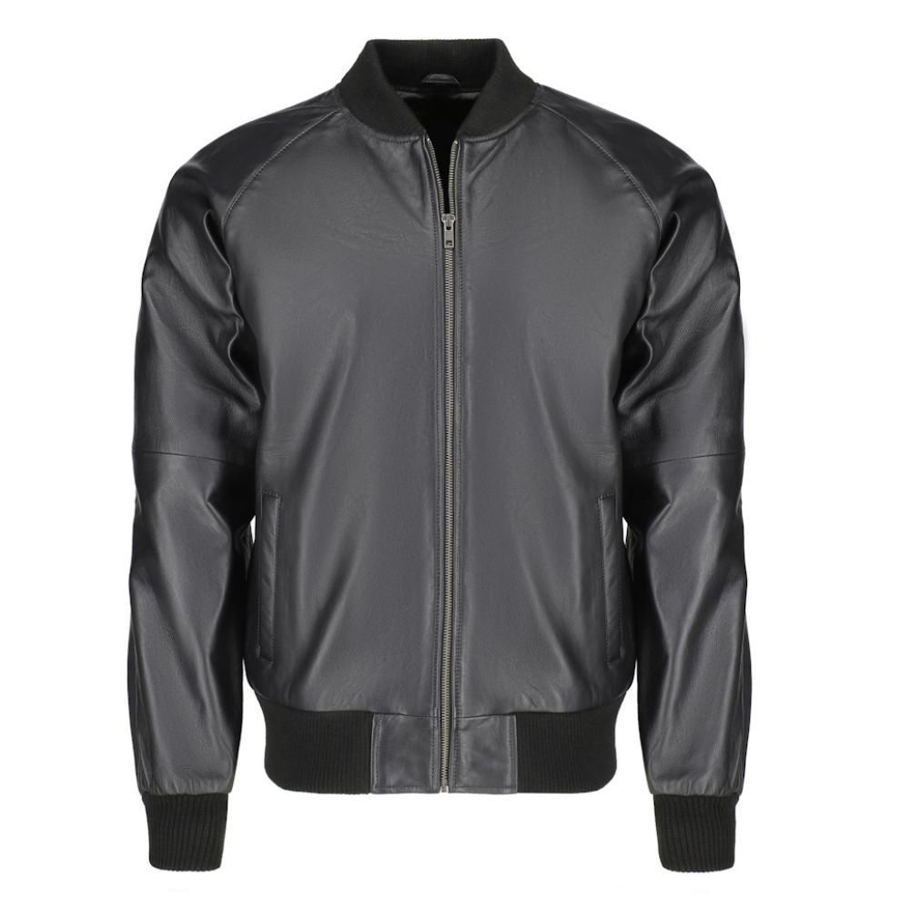 Black bomber style ribbed jacket