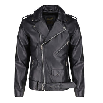 Slim fit biker style jacket with belt