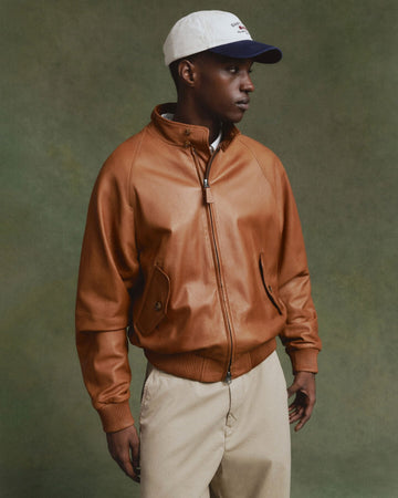 Brown Leather Bomber Jacket