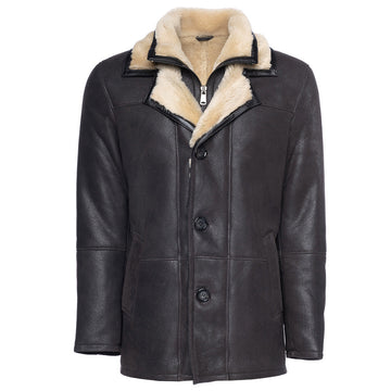 Alex's brown shearling driving coat