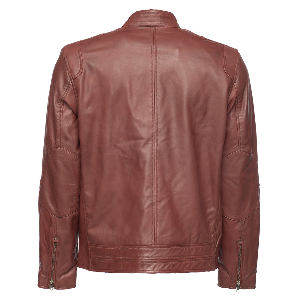 Arthur burgundy café racer leather jacket