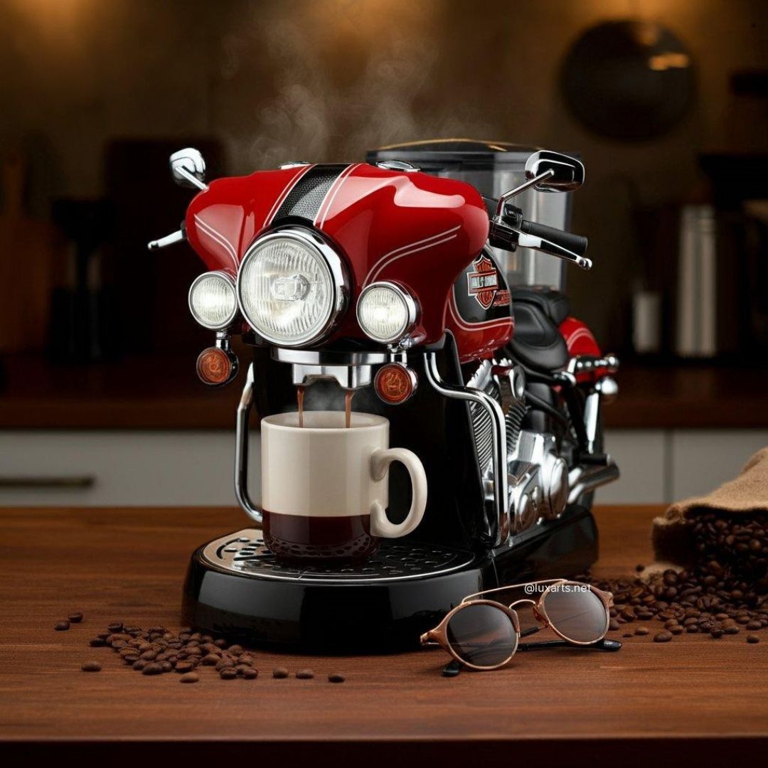 Harley-Inspired Motorcycle Coffee Maker – Biker’s Brew Station