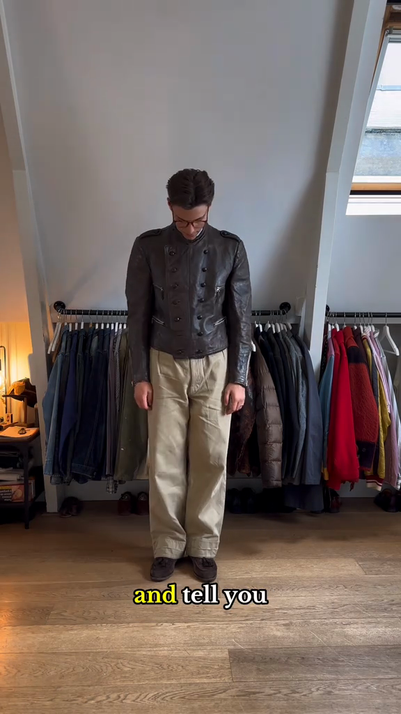 Dark Brown Military - Style Leather Jacket