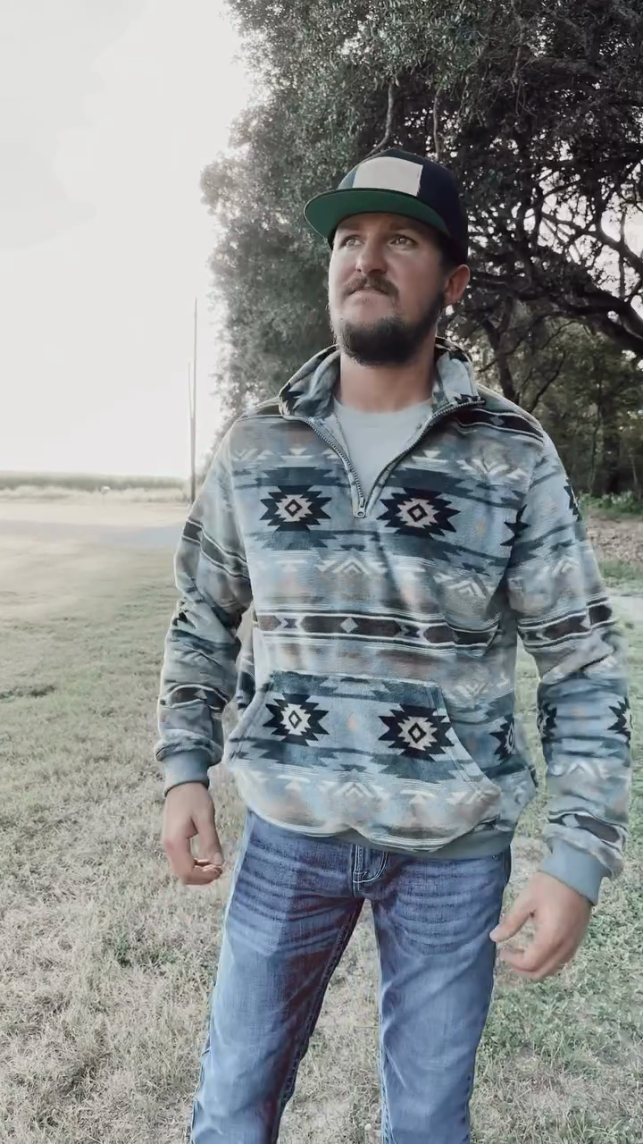 Southwestern Patterned Zip Pullover