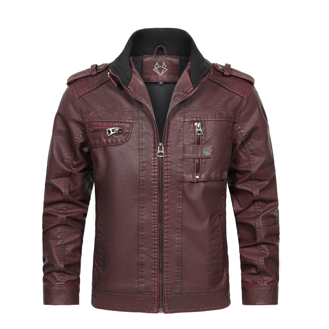 Axel Burgundy PU Leather Jacket