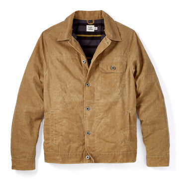 Flannel Lined Waxed Trucker Jacket in Field Tan