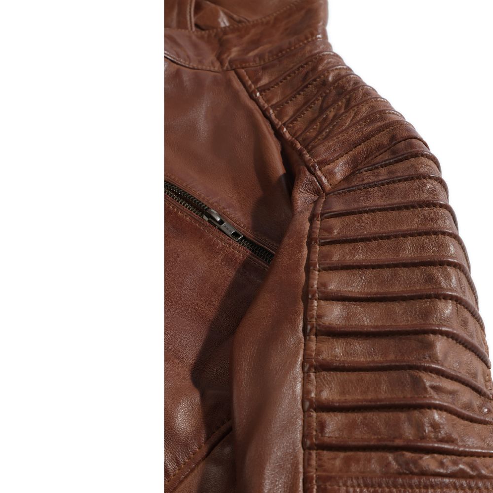 Cafe racer distressed jacket with piping