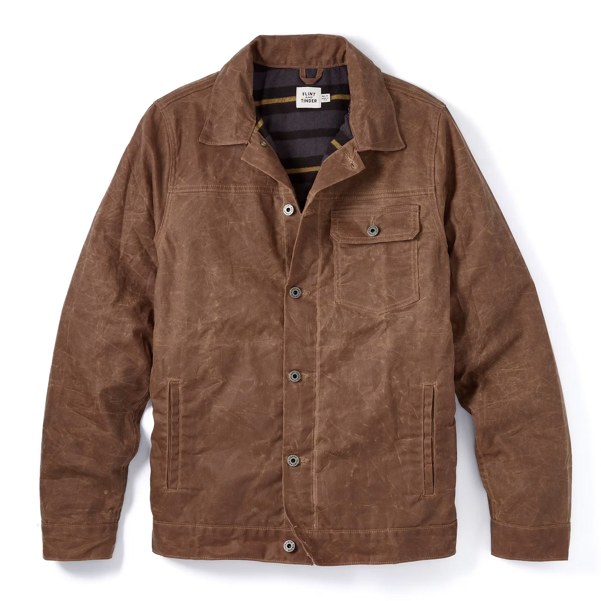 Flannel Lined Waxed Trucker Jacket in Havana