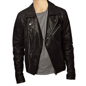 Plain black biker style jacket