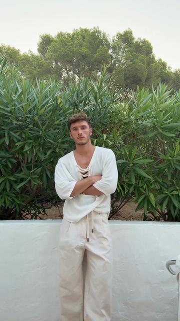 Linen White Top and Pants Set