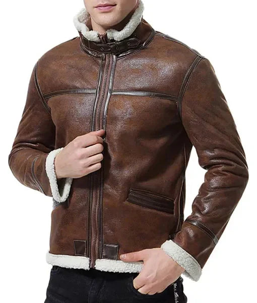 Christian Aviator Brown Leather Jacket