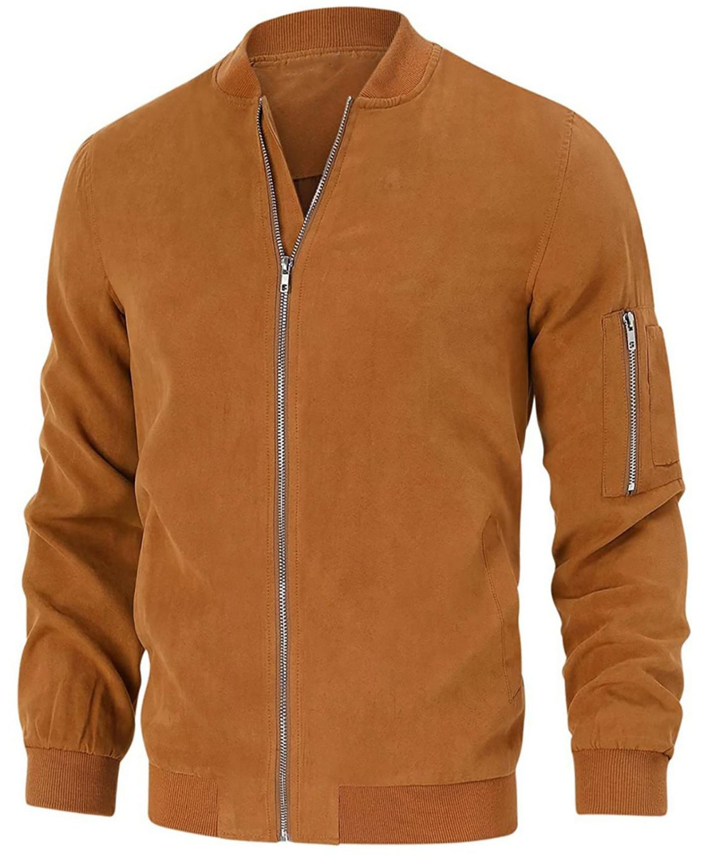 Eliam Men’s Brown Modern Flight Suede Bomber Jacket