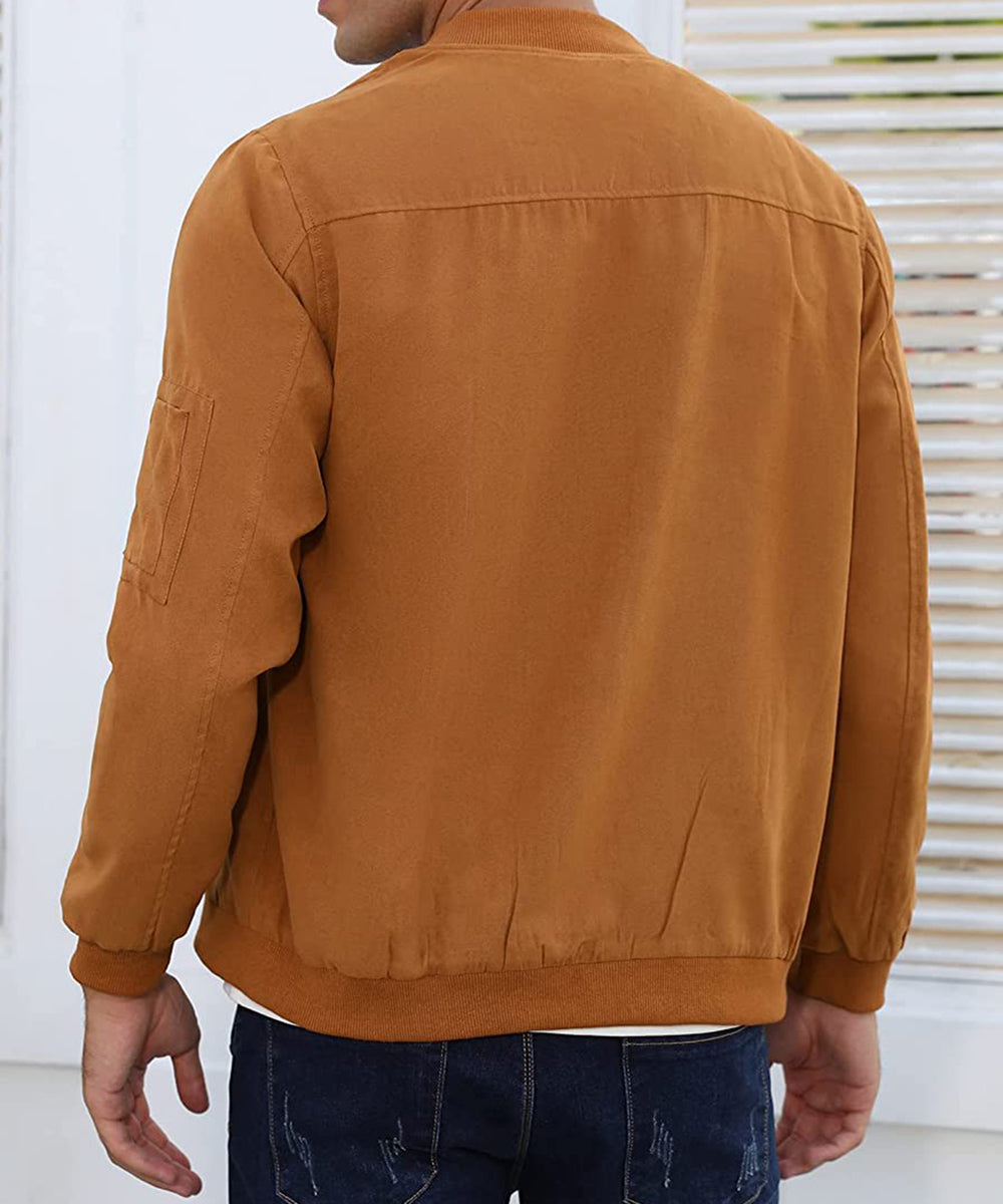 Eliam Men’s Brown Modern Flight Suede Bomber Jacket