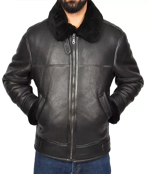 Genuine Matte Black B3 Bomber Jacket