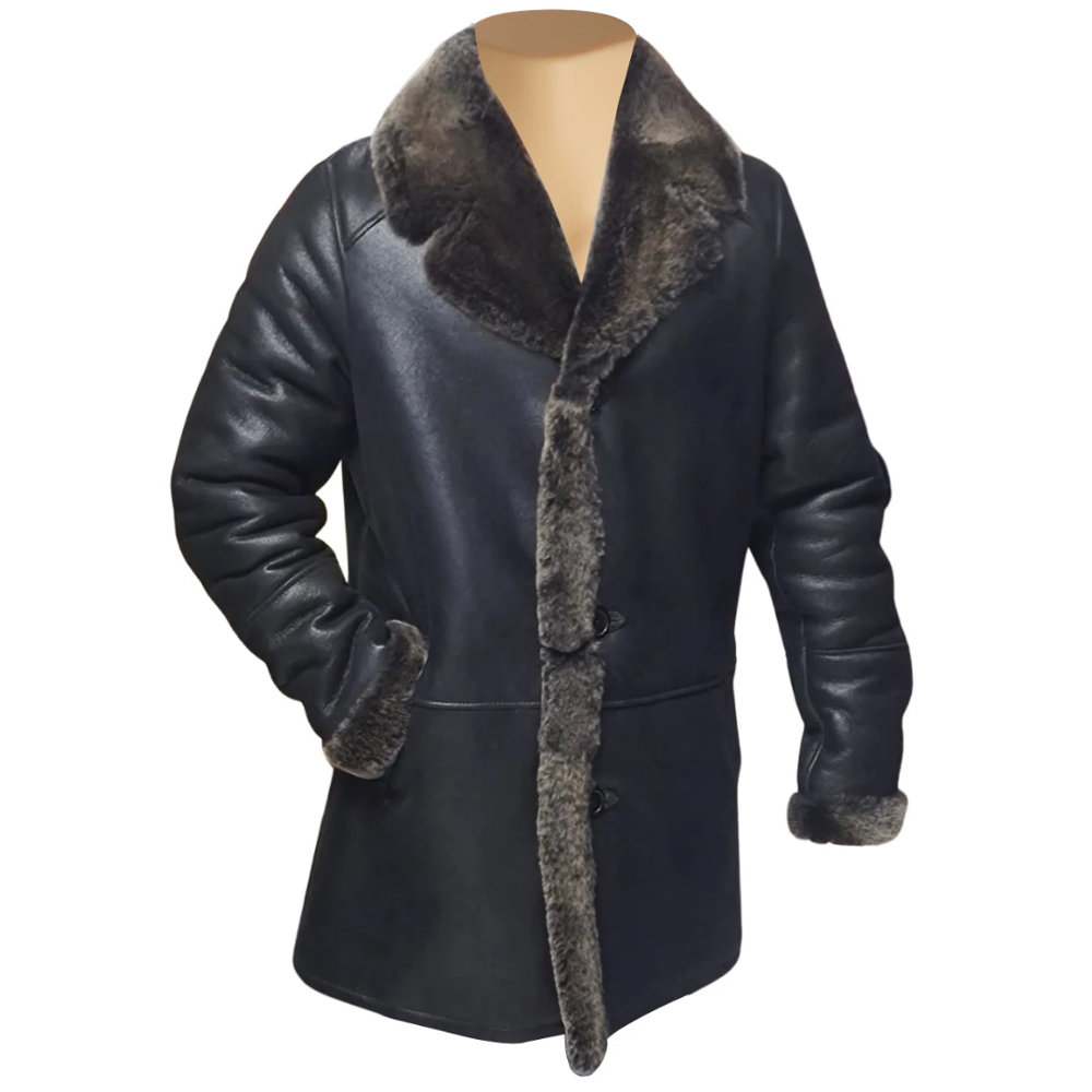 Hal Park's Black Traditional shearling sheepskin coat