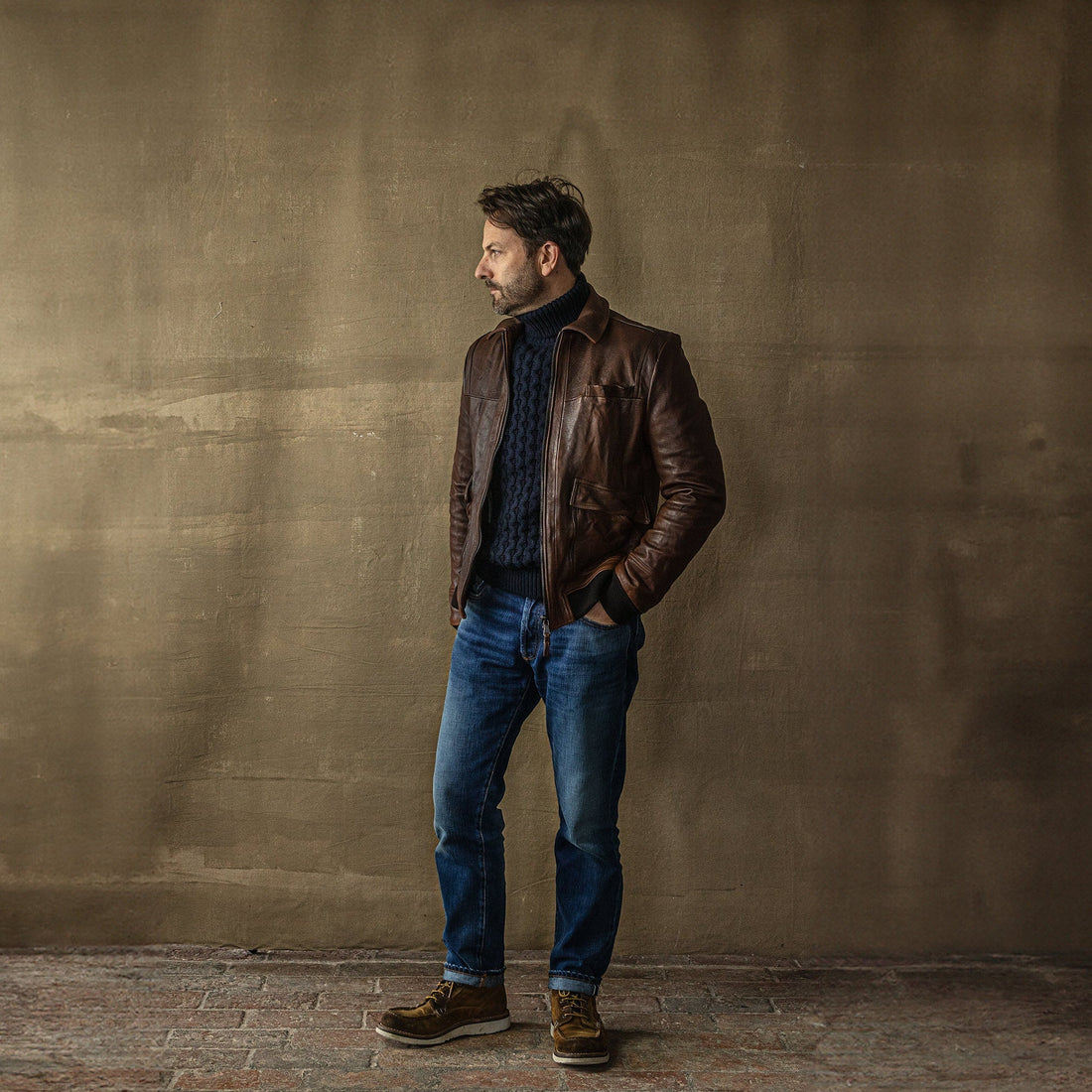 Leather Jacket in Aged Tobacco