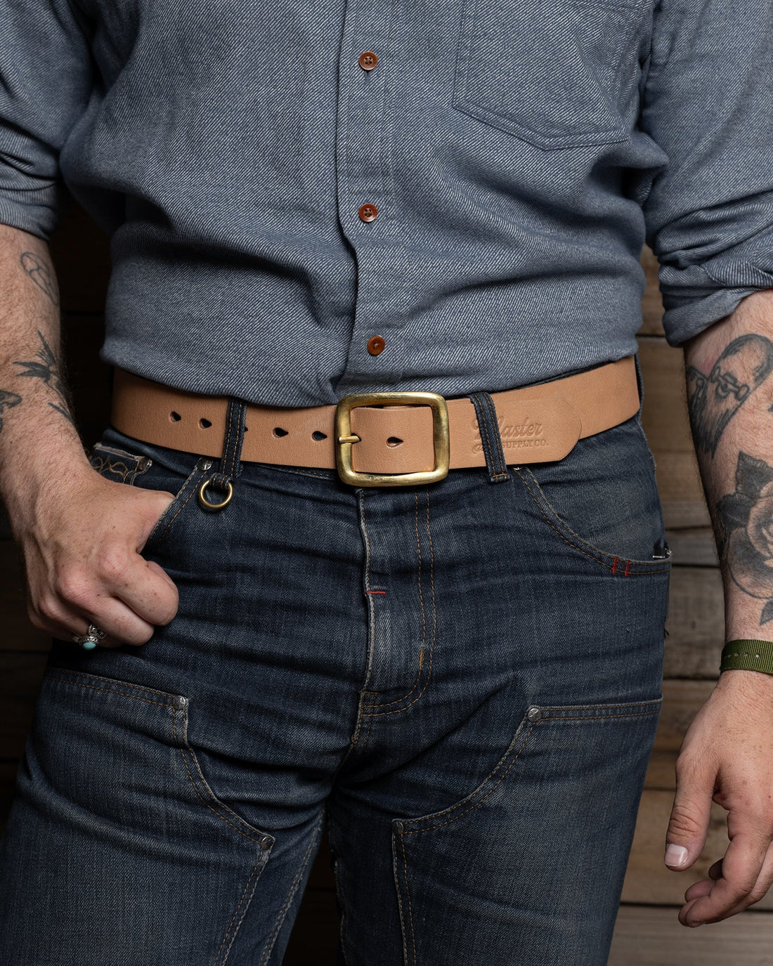 Belt: Tan with Brass Buckle