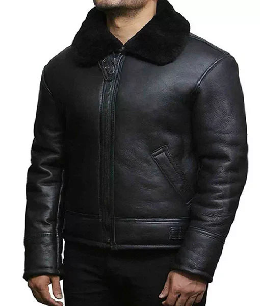 Bulky Black Aviator Jacket