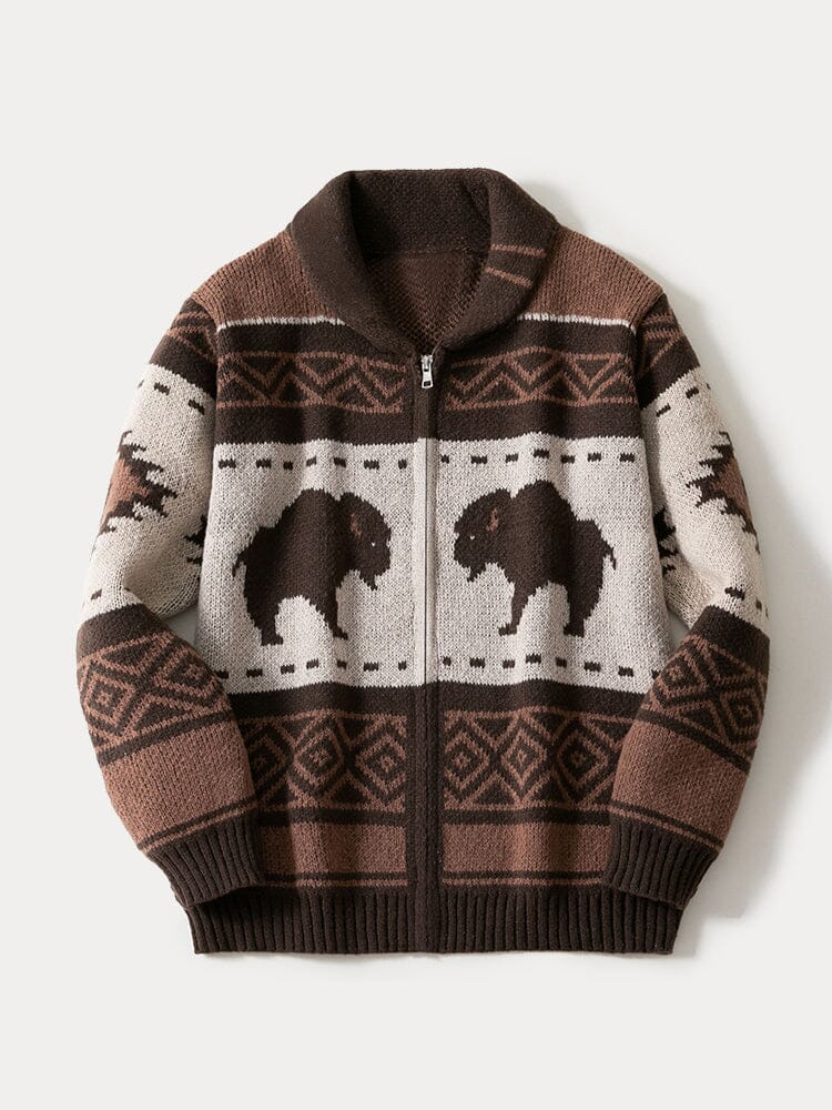 Vintage Jacquard Knit Cardigan